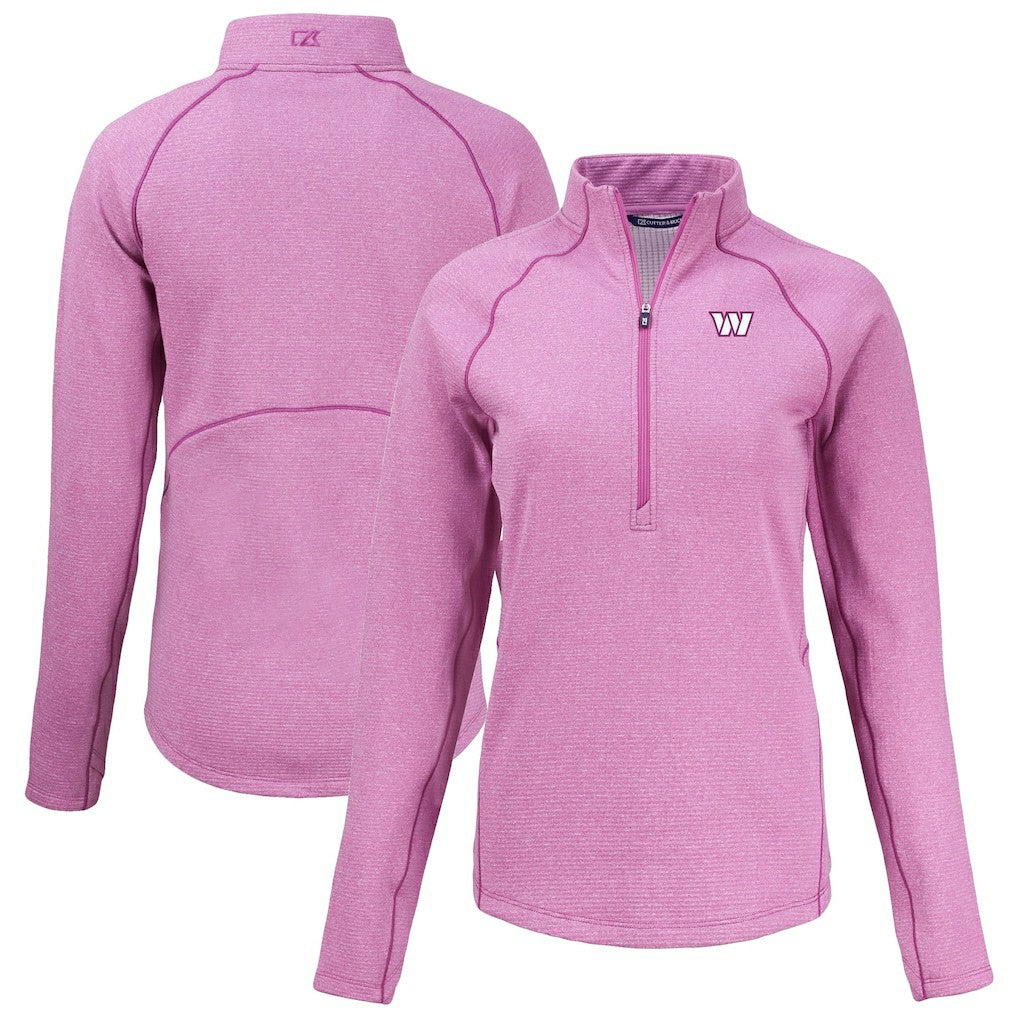 Washington Commanders Cutter & Buck Women's Peshastin Eco Fleece Recycled Half-Zip Top Pink
