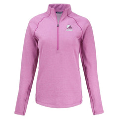 Cleveland Browns Cutter & Buck Women's Peshastin Eco Fleece Recycled Half-Zip Top Pink