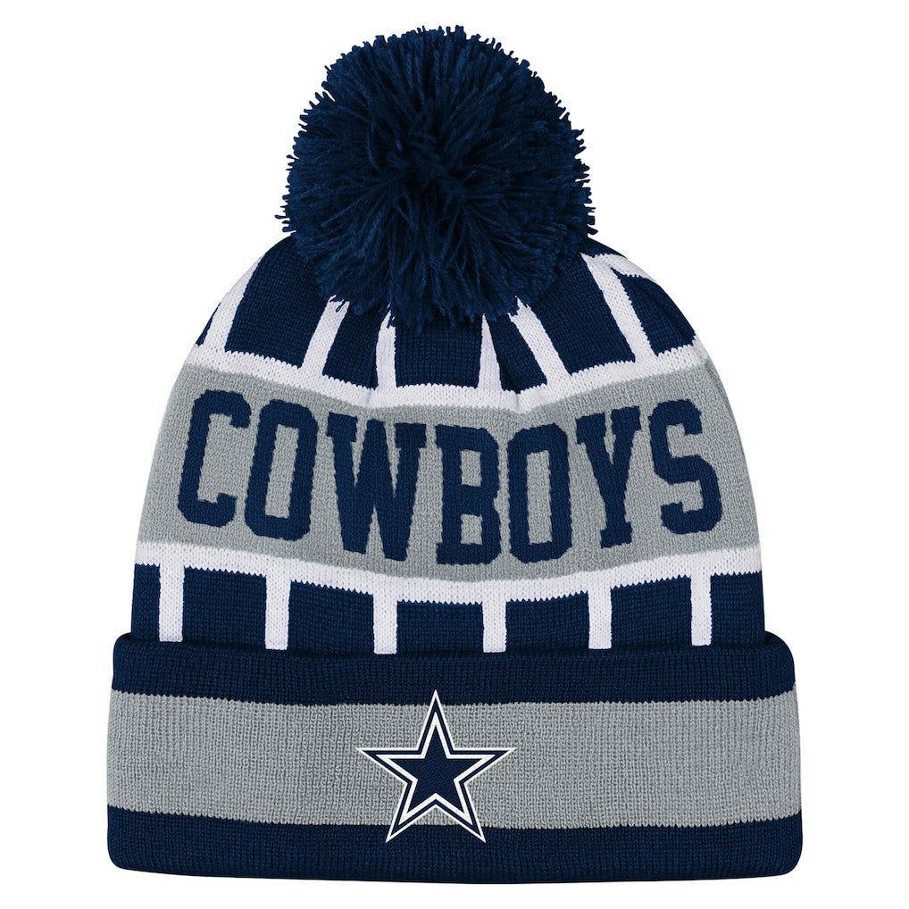 Dallas Cowboys Outerstuff Youth Go Fast Cuffed Knit Hat with Pom Navy