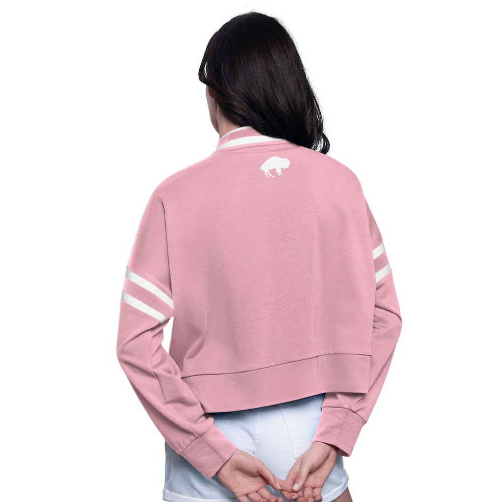 Buffalo Bills Starter Women's Power Play Cropped Pullover Sweatshirt Pink