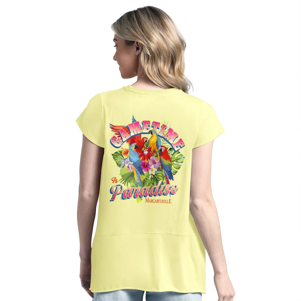 Kansas City Chiefs Margaritaville Women's Gametime Is Paradise T-Shirt Yellow