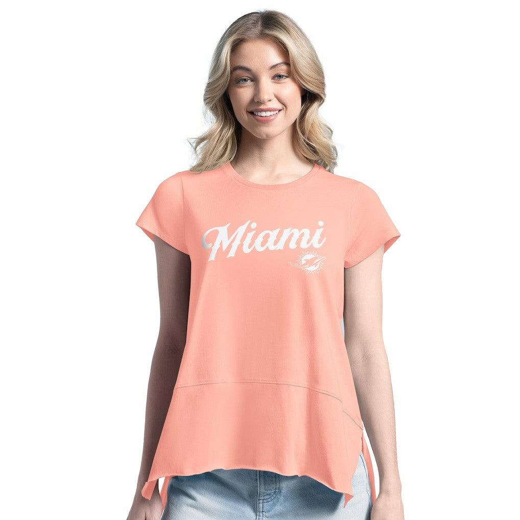 Miami Dolphins Margaritaville Women's Gametime Is Paradise T-Shirt Pink