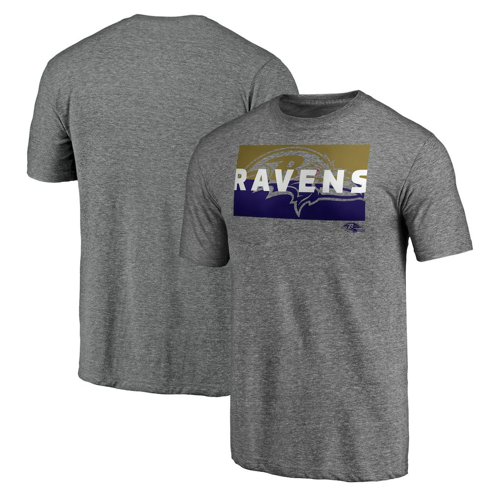 Baltimore Ravens Square Off Tri-Blend T-Shirt Heather Gray