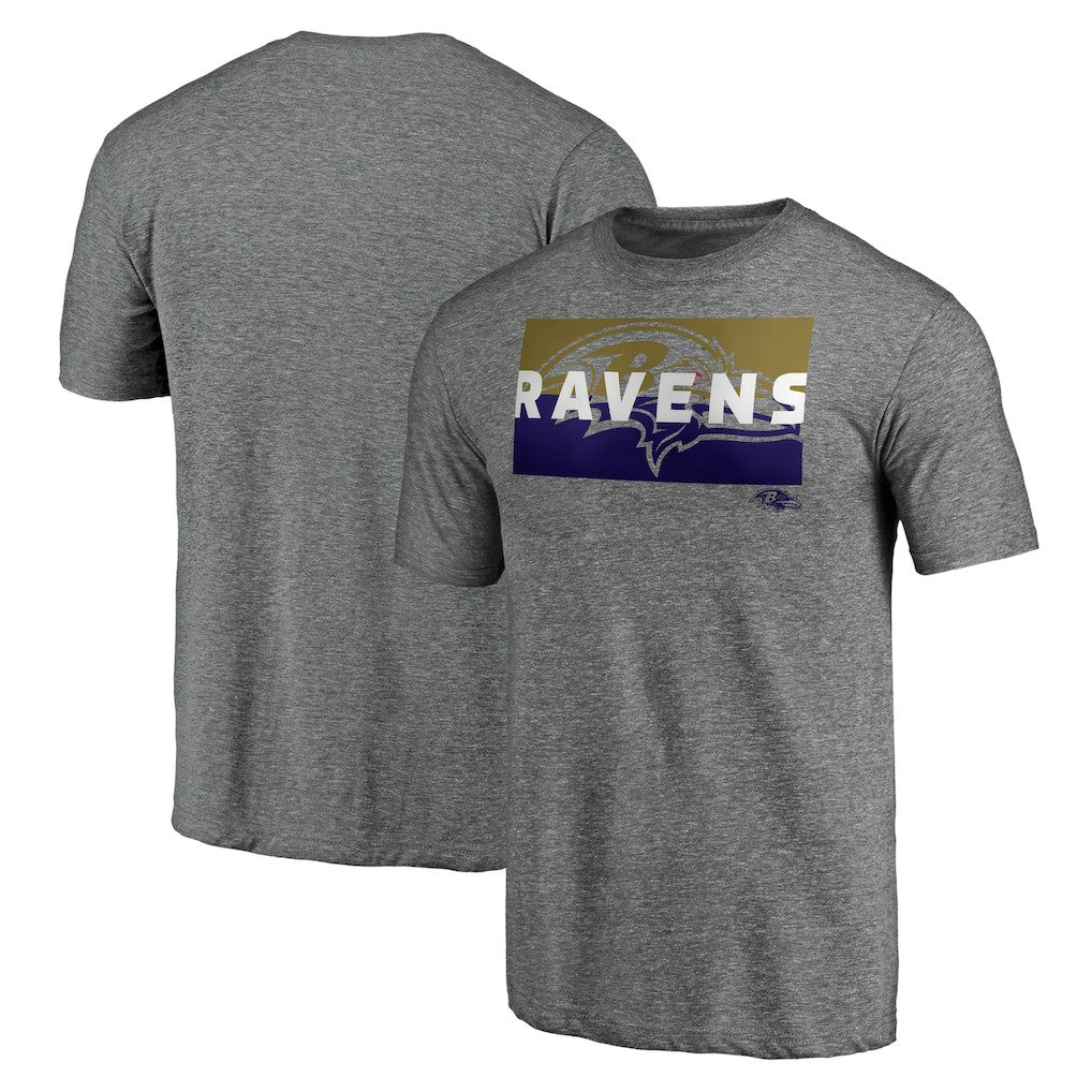 Baltimore Ravens Square Off Tri-Blend T-Shirt Heather Gray