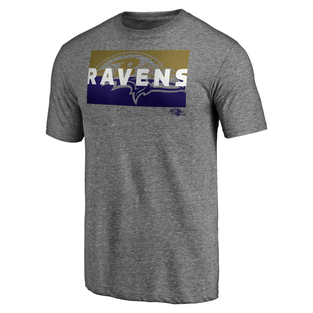Baltimore Ravens Square Off Tri-Blend T-Shirt Heather Gray