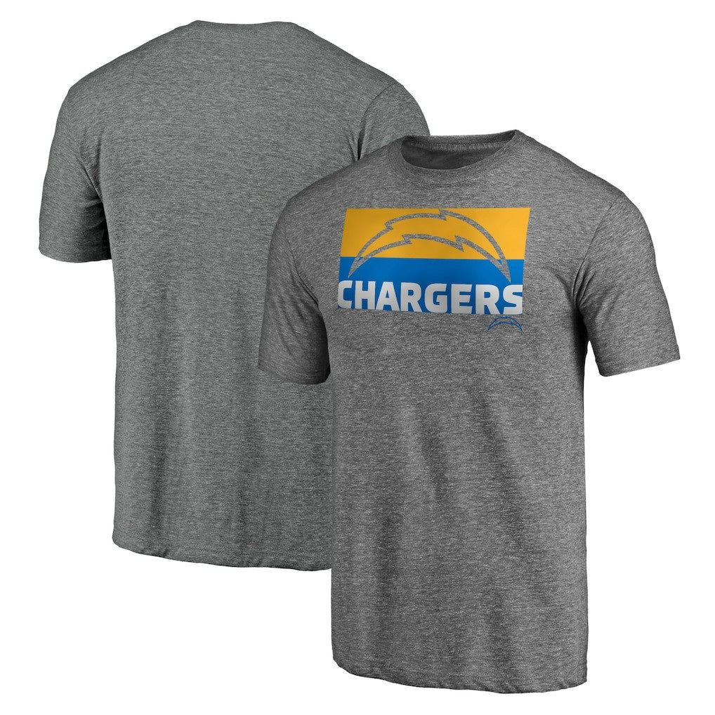 Los Angeles Chargers Square Off Tri-Blend T-Shirt Heather Gray
