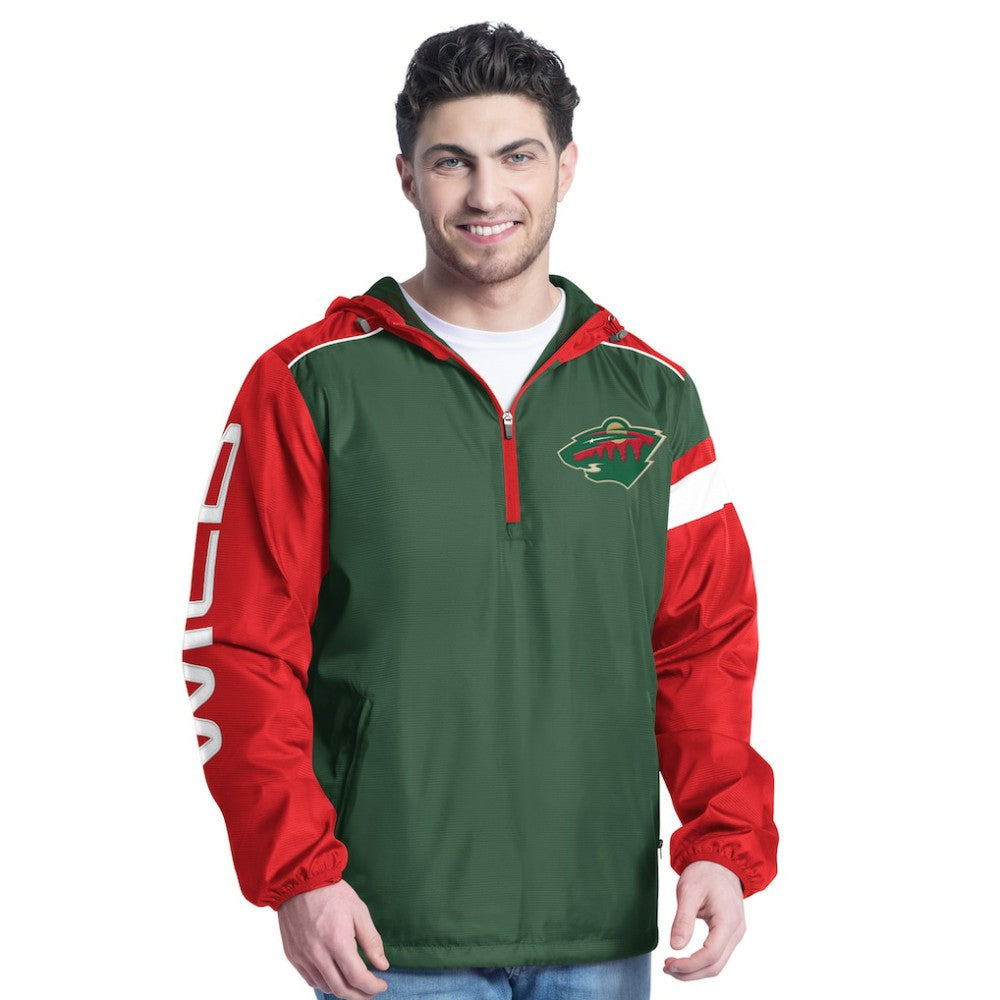 NHL Minnesota Wild G-III Sports by Carl Banks Lateral Half-Zip Hoodie Jacket - Green/Red