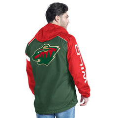 NHL Minnesota Wild G-III Sports by Carl Banks Lateral Half-Zip Hoodie Jacket - Green/Red
