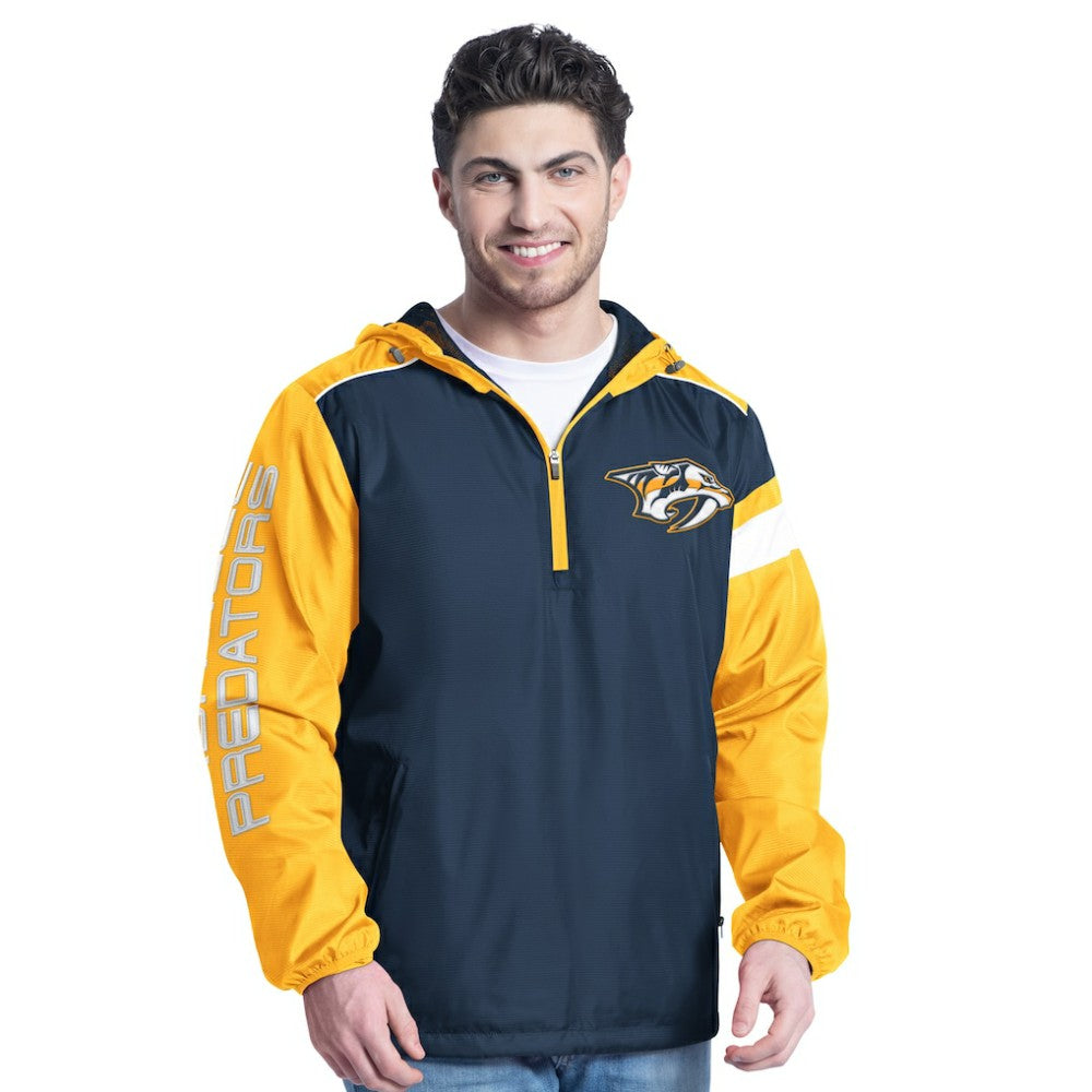 NHL Nashville Predators G-III Sports by Carl Banks Lateral Half-Zip Hoodie Jacket - Navy/Gold