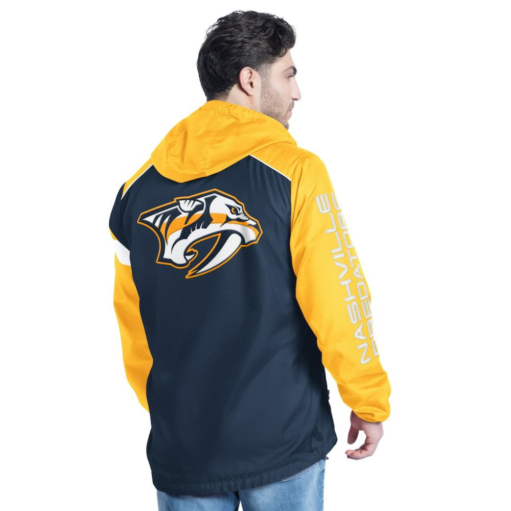 NHL Nashville Predators G-III Sports by Carl Banks Lateral Half-Zip Hoodie Jacket - Navy/Gold