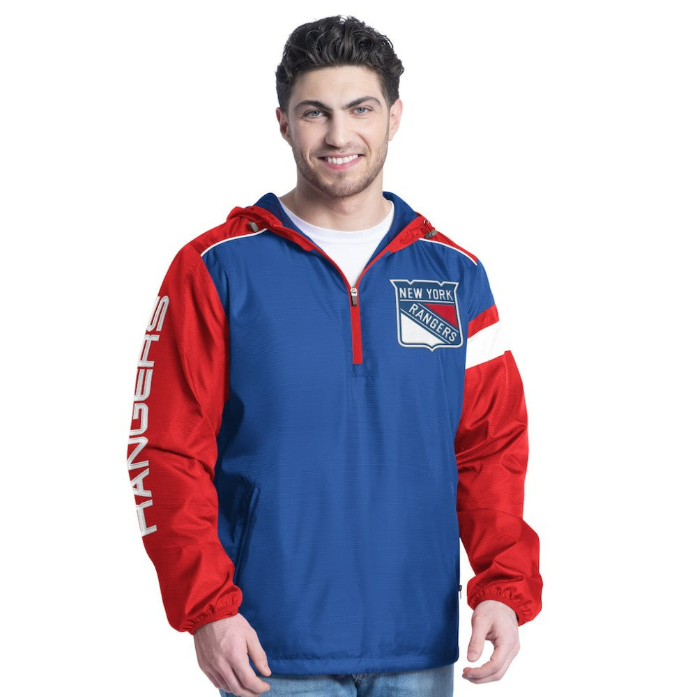 NHL New York Rangers G-III Sports by Carl Banks Lateral Half-Zip Hoodie Jacket - Blue/Red