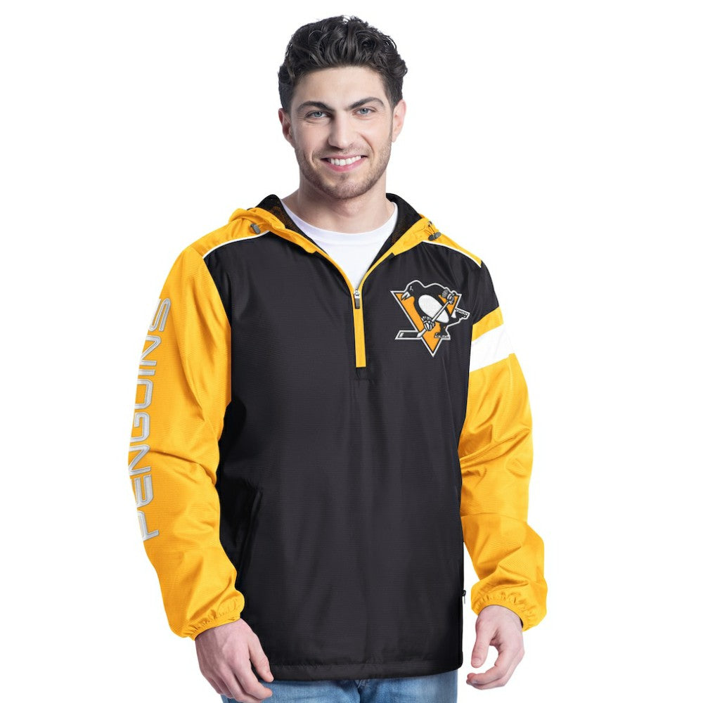 NHL Pittsburgh Penguins G-III Sports by Carl Banks Lateral Half-Zip Hoodie Jacket - Black/Gold
