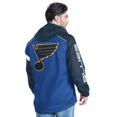 NHL St. Louis Blues G-III Sports by Carl Banks Lateral Half-Zip Hoodie Jacket - Blue/Navy