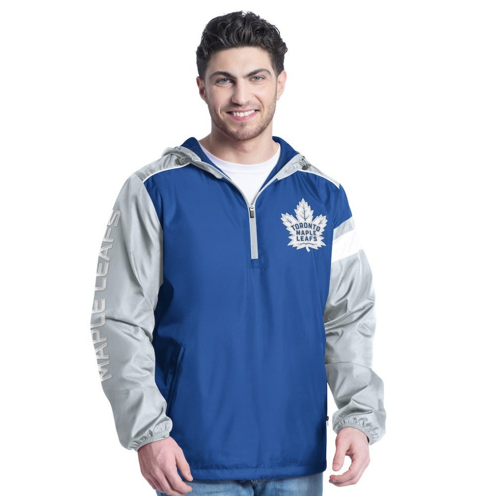 NHL Toronto Maple Leafs G-III Sports by Carl Banks Lateral Half-Zip Hoodie Jacket - Blue/Gray