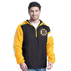 NHL Boston Bruins G-III Sports by Carl Banks Lateral Half-Zip Hoodie Jacket - Black/Gold