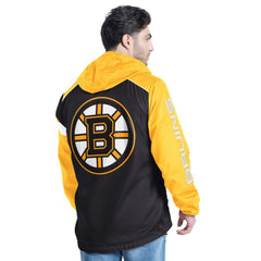 NHL Boston Bruins G-III Sports by Carl Banks Lateral Half-Zip Hoodie Jacket - Black/Gold