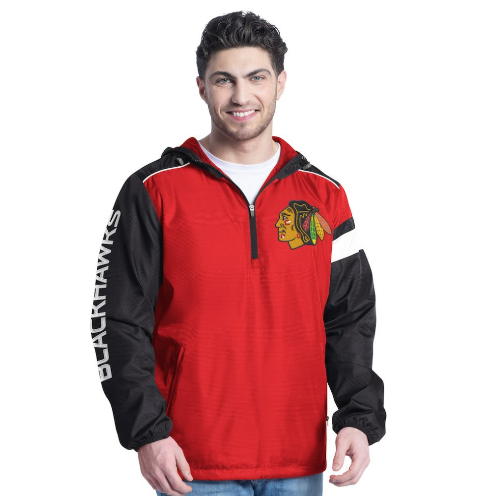 NHL Chicago Blackhawks G-III Sports by Carl Banks Lateral Half-Zip Hoodie Jacket - Red/Black