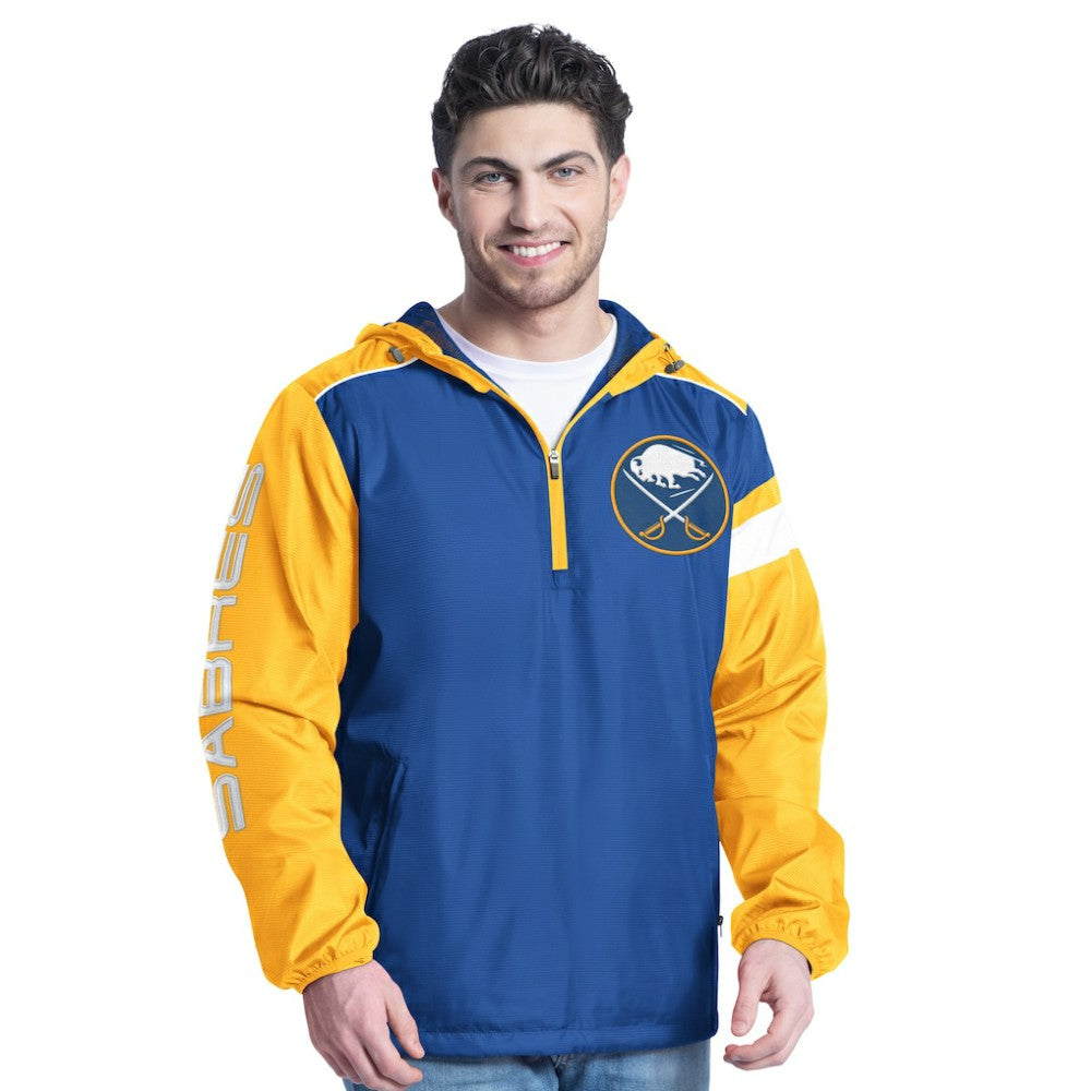 NHL Buffalo Sabres G-III Sports by Carl Banks Lateral Half-Zip Hoodie Jacket - Royal/Gold