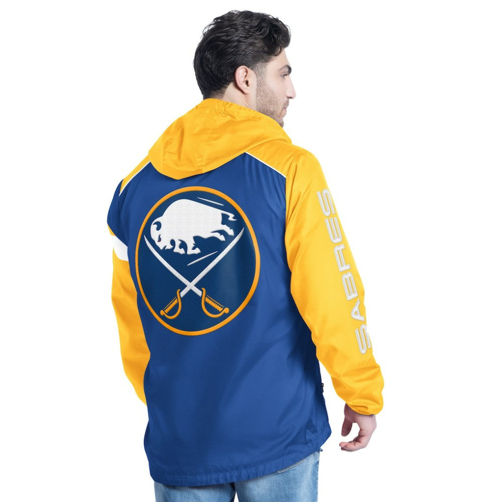 NHL Buffalo Sabres G-III Sports by Carl Banks Lateral Half-Zip Hoodie Jacket - Royal/Gold
