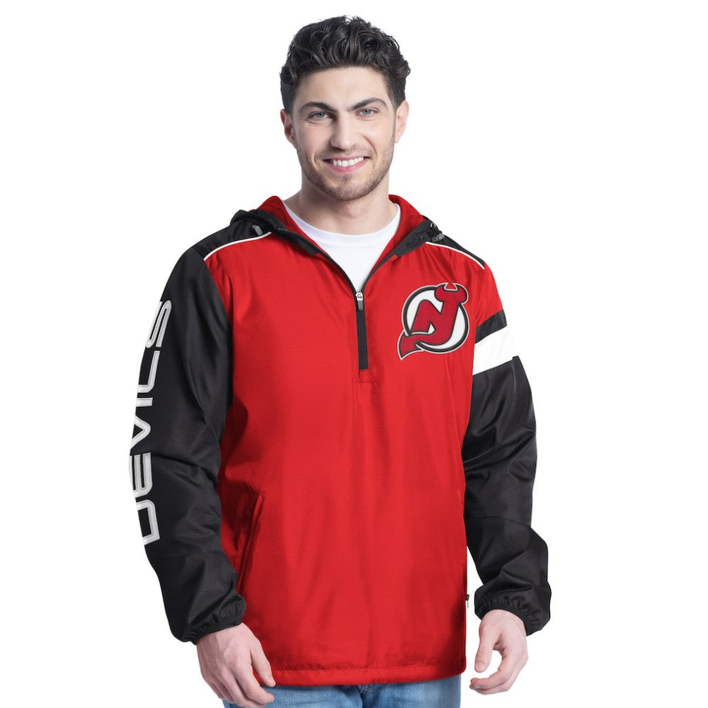 NHL New Jersey Devils G-III Sports by Carl Banks Lateral Half-Zip Hoodie Jacket - Red/Black