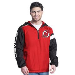 NHL New Jersey Devils G-III Sports by Carl Banks Lateral Half-Zip Hoodie Jacket - Red/Black