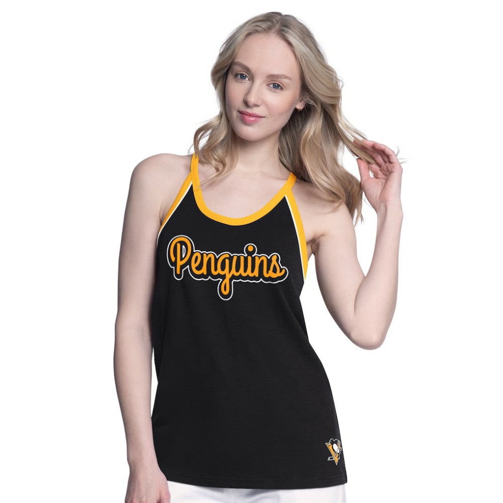 NHL Pittsburgh Penguins G-III 4Her by Carl Banks Women's Curveball Racerback Scoop Neck Slub Tank Top - Black