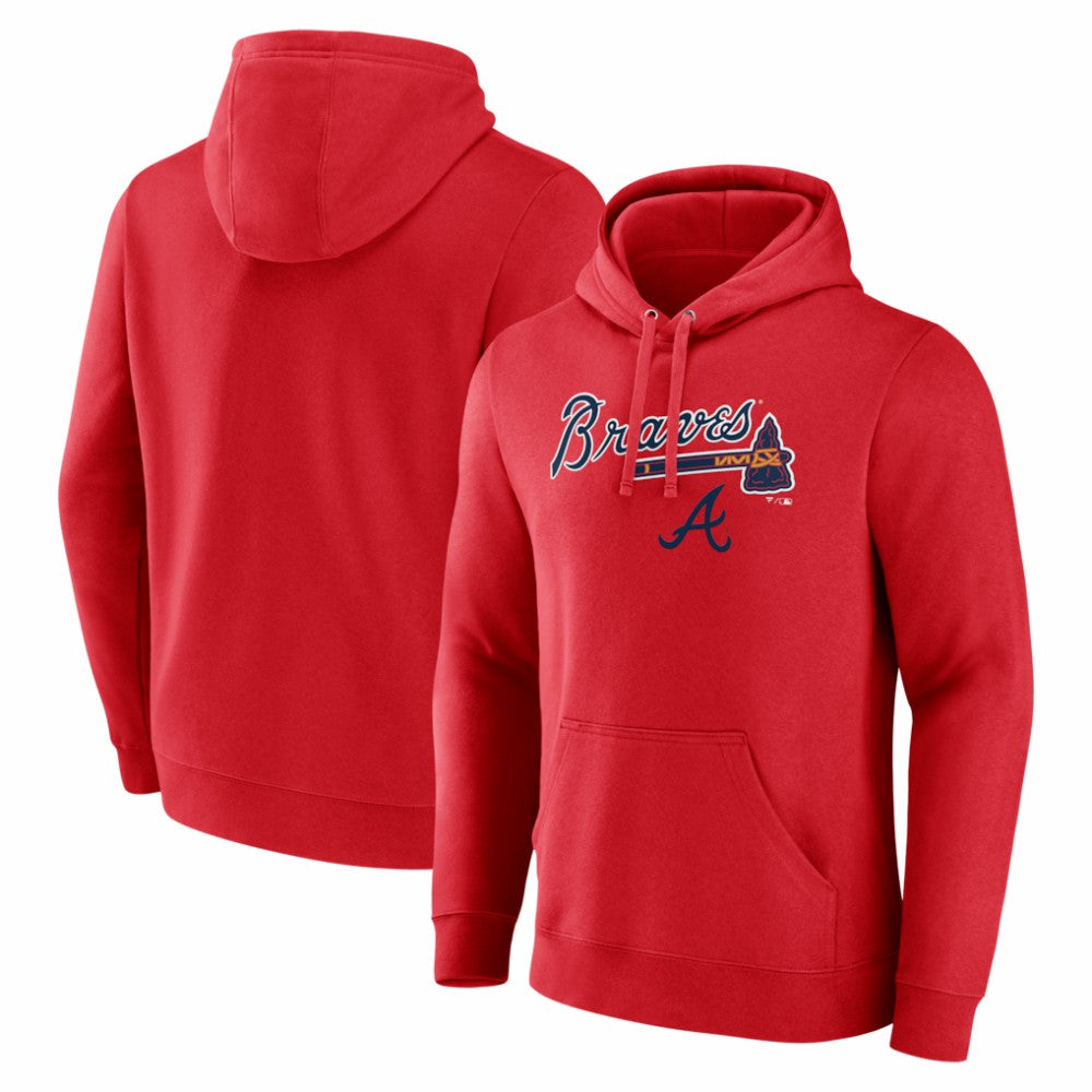 Atlanta Braves Team Lockup Pullover Hoodie - Red Hoodies