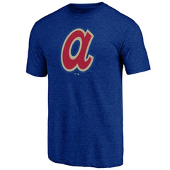 Atlanta Braves Cooperstown Official Logo Tri-Blend T-Shirt - Royal T-shirts