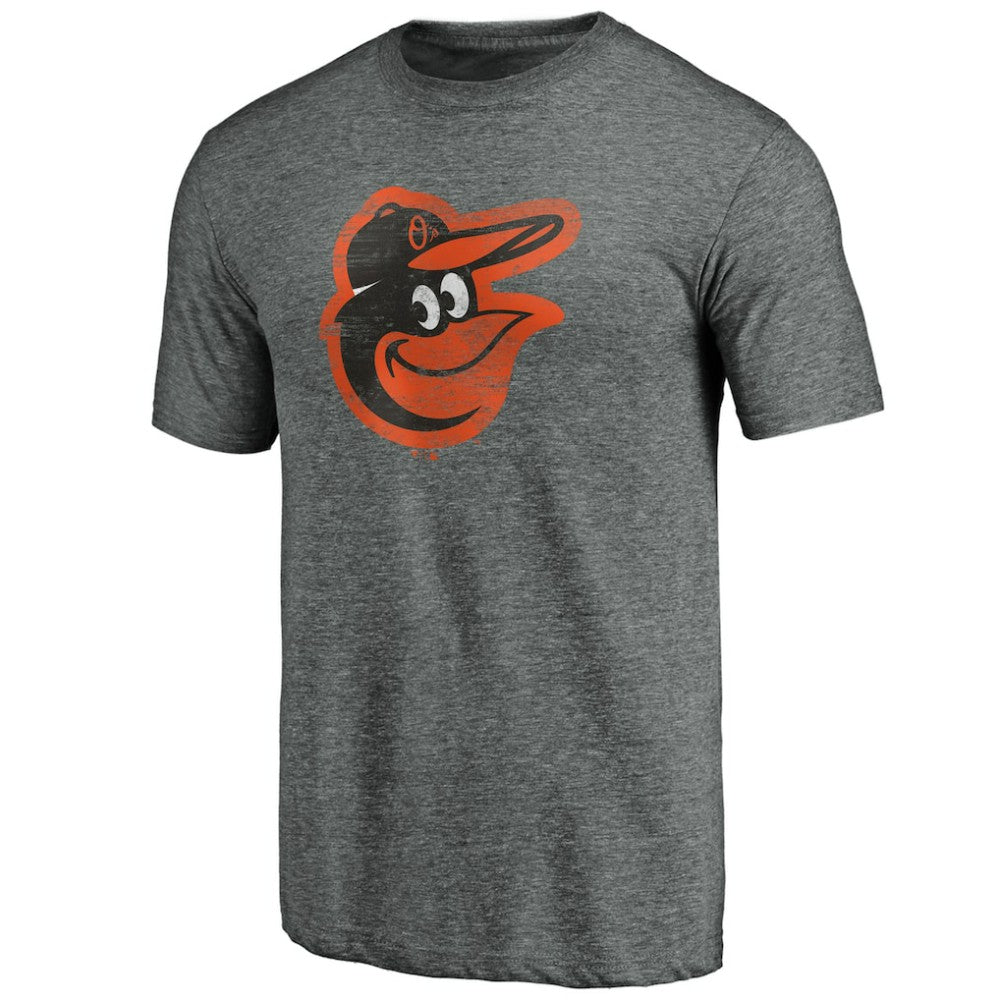 Baltimore Orioles Weathered Official Logo Tri-Blend T-Shirt - Heather Gray T-shirts
