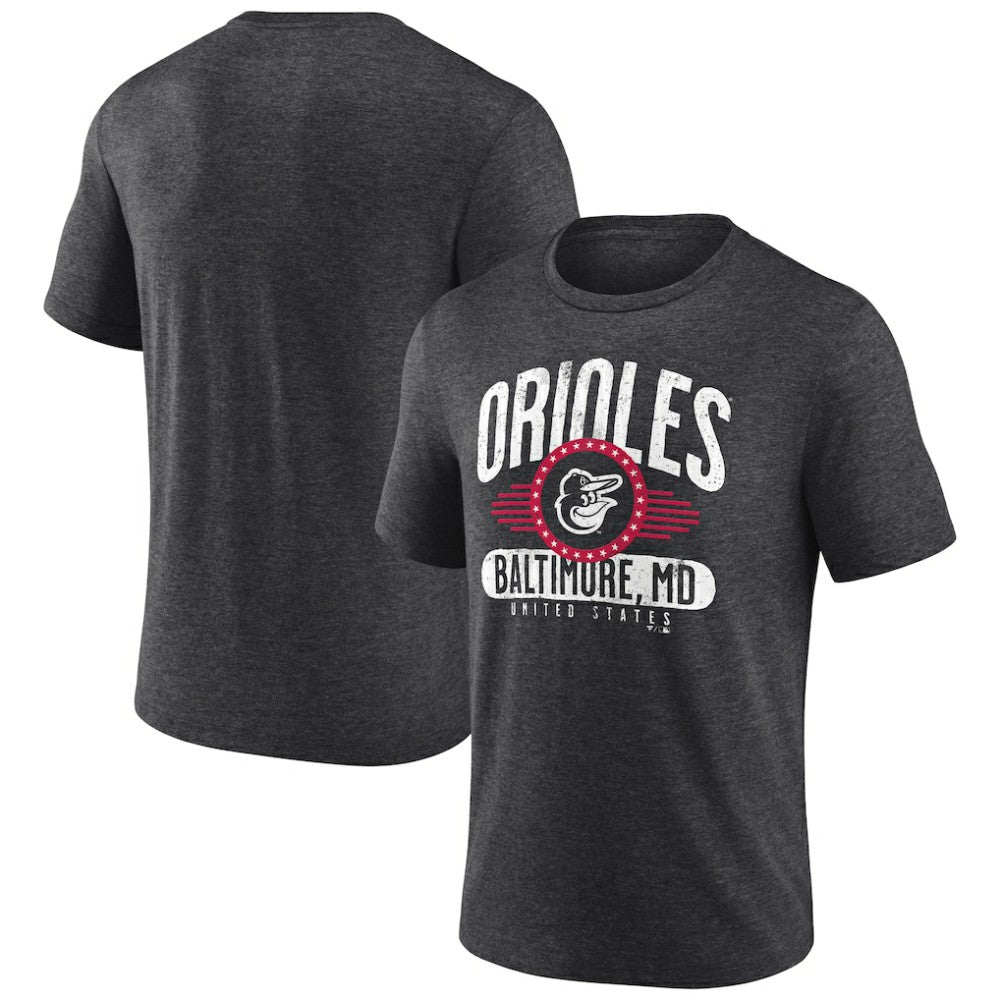 Baltimore Orioles Badge of Honor Tri-Blend T-Shirt - Charcoal T-shirts