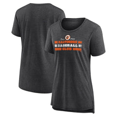 Baltimore Orioles Women's Power Swing Tri-Blend T-Shirt - Gray T-shirts