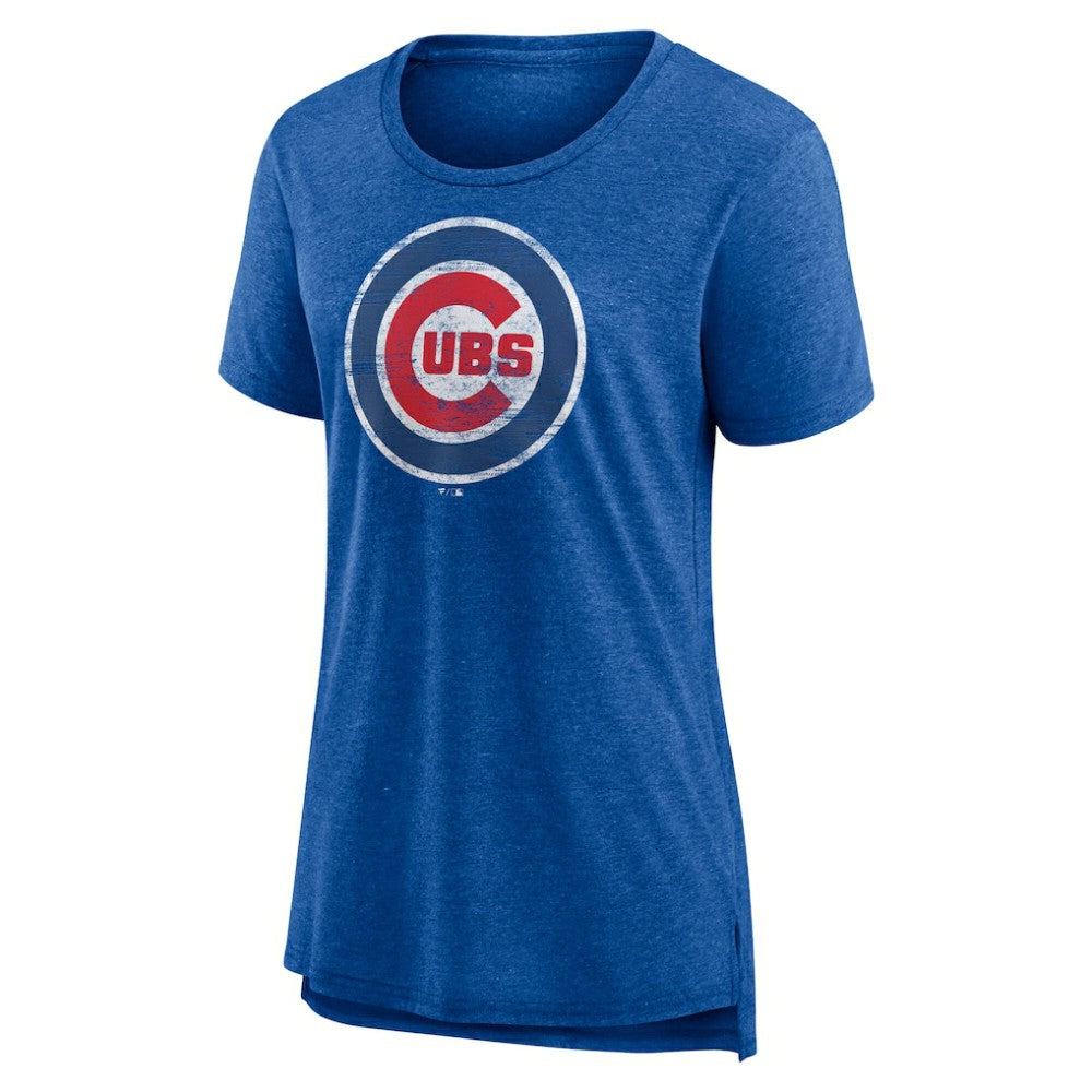 Chicago Cubs Women's Weathered Official Logo Tri-Blend T-Shirt - Royal T-shirts