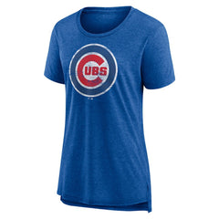Chicago Cubs Women's Weathered Official Logo Tri-Blend T-Shirt - Royal T-shirts