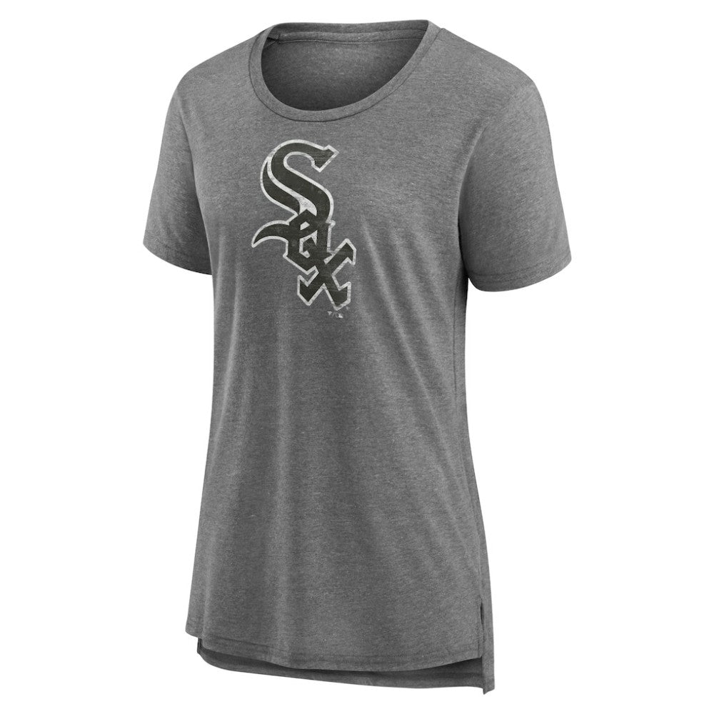 Chicago White Sox Women's Weathered Official Logo Tri-Blend T-Shirt - Gray T-shirts