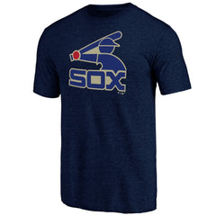 Chicago White Sox Cooperstown Official Logo Tri-Blend T-Shirt - Navy T-shirts