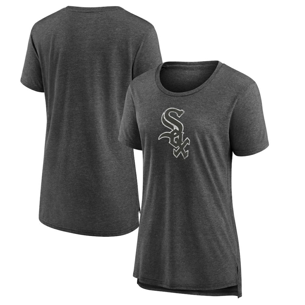 Chicago White Sox Women's Weathered Official Logo Tri-Blend T-Shirt - Gray T-shirts