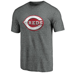Cincinnati Reds Weathered Official Logo Tri-Blend T-Shirt - Heather Gray T-shirts