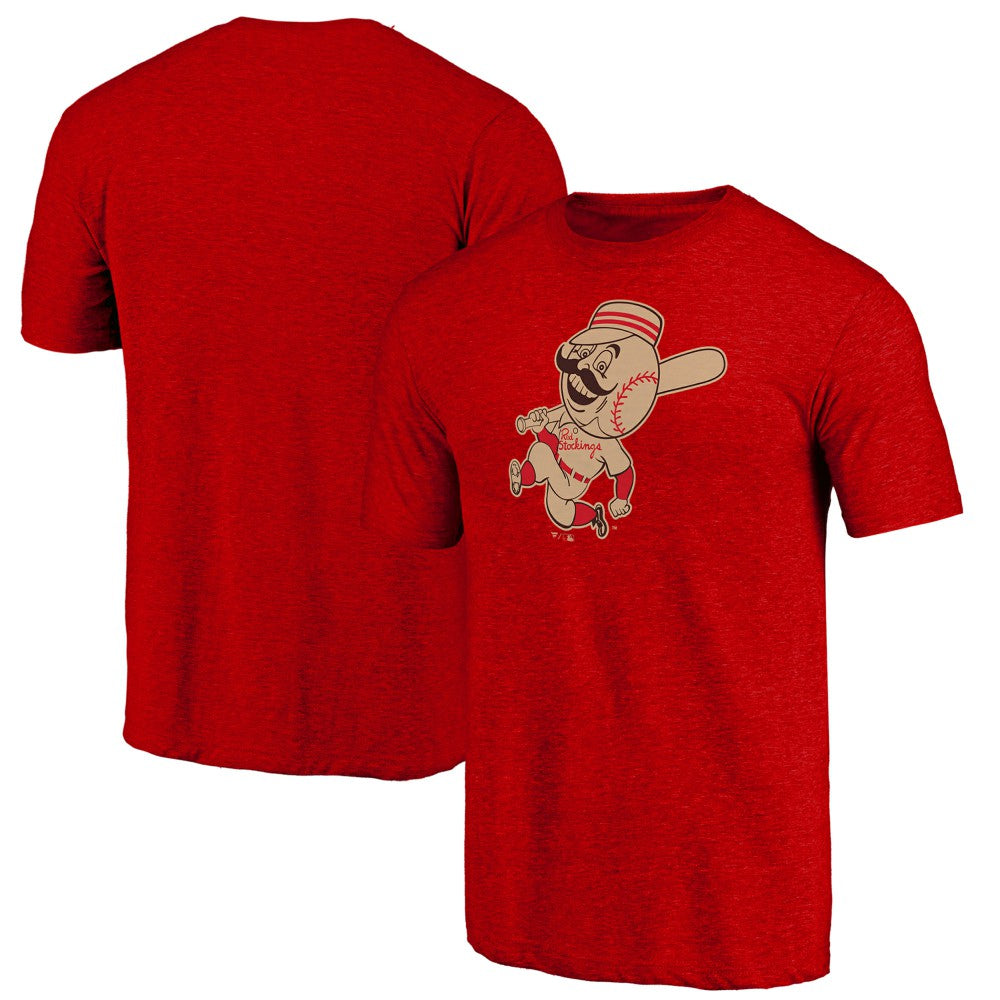 Cincinnati Reds Cooperstown Official Logo Tri-Blend T-Shirt - Red T-shirts
