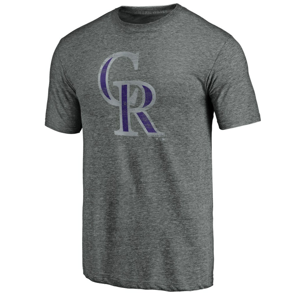 Colorado Rockies Weathered Official Logo Tri-Blend T-Shirt - Heather Gray T-shirts