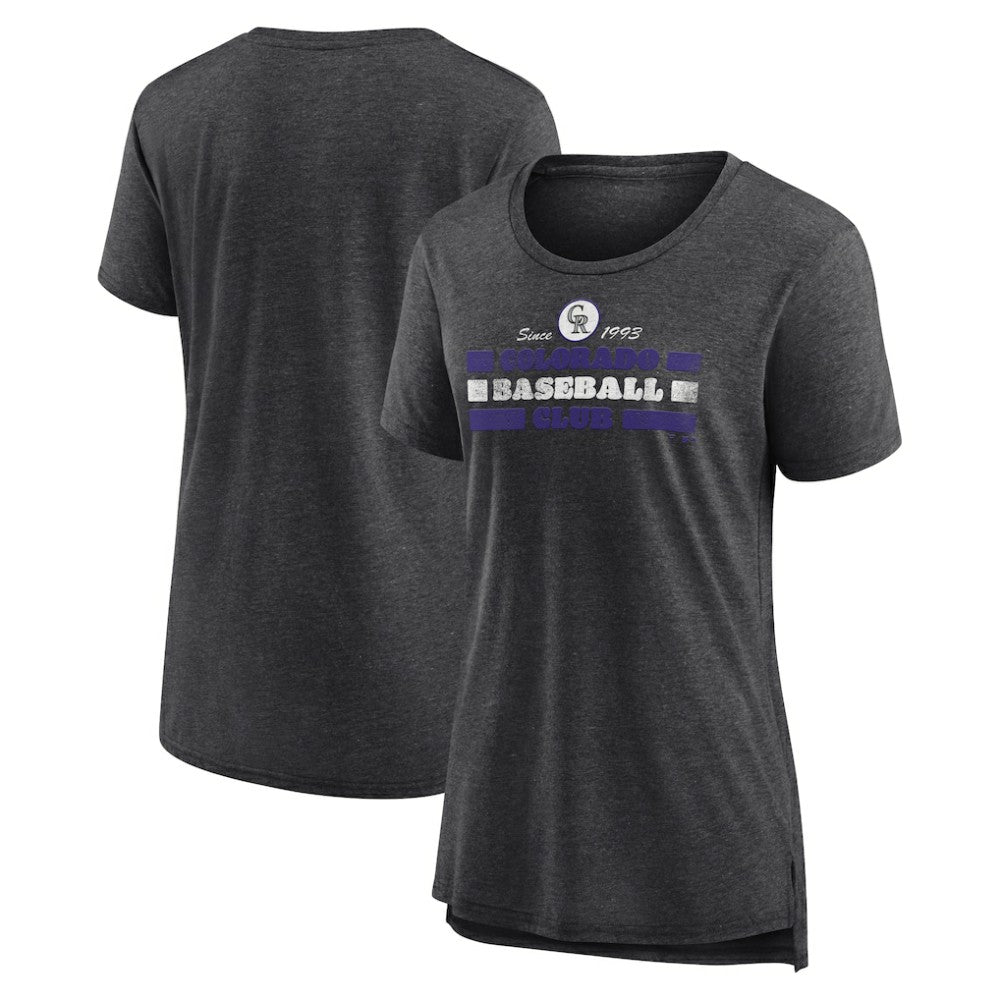 Colorado Rockies Women's Power Swing Tri-Blend T-Shirt - Gray T-shirts