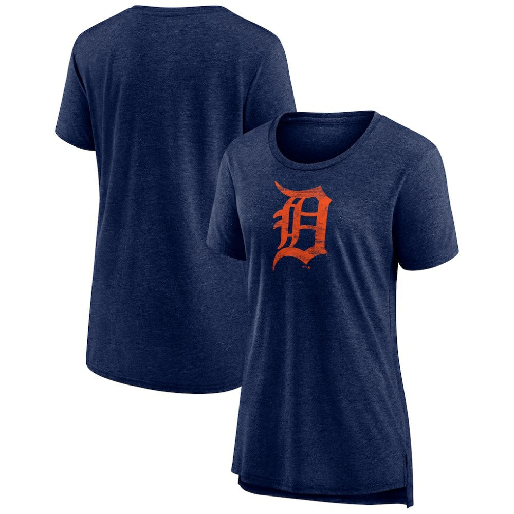 Detroit Tigers Women's Weathered Official Logo Tri-Blend T-Shirt - Navy T-shirts