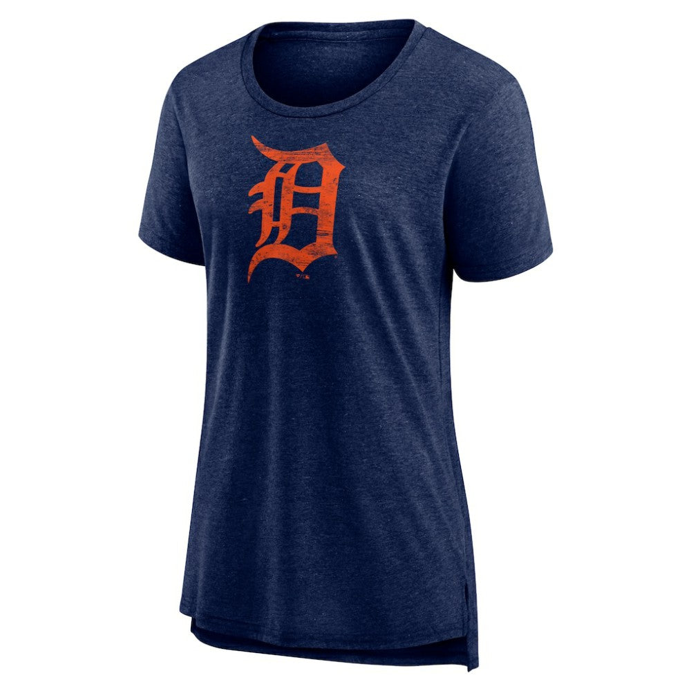 Detroit Tigers Women's Weathered Official Logo Tri-Blend T-Shirt - Navy T-shirts