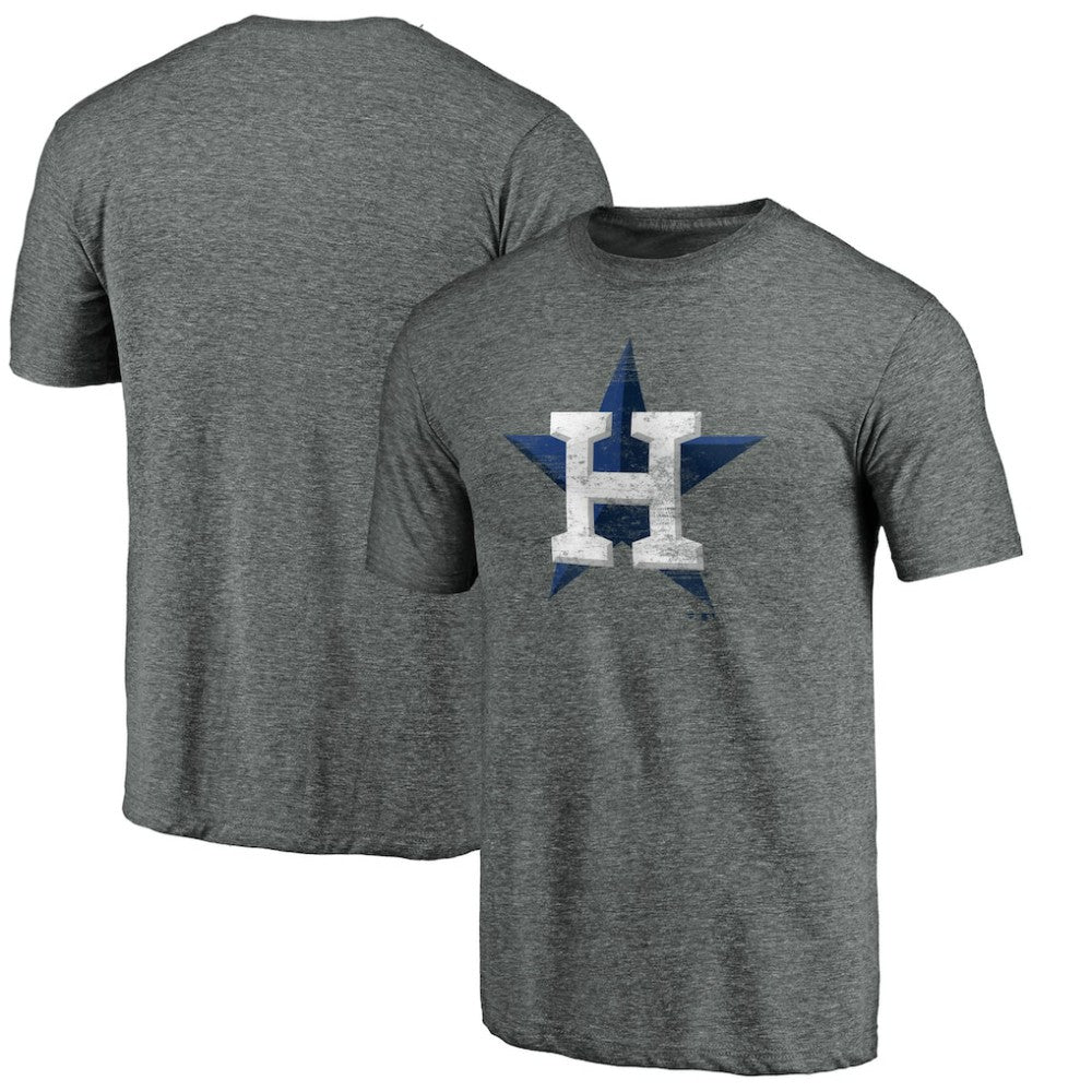 Houston Astros Weathered Official Logo Tri-Blend T-Shirt - Heather Gray T-shirts