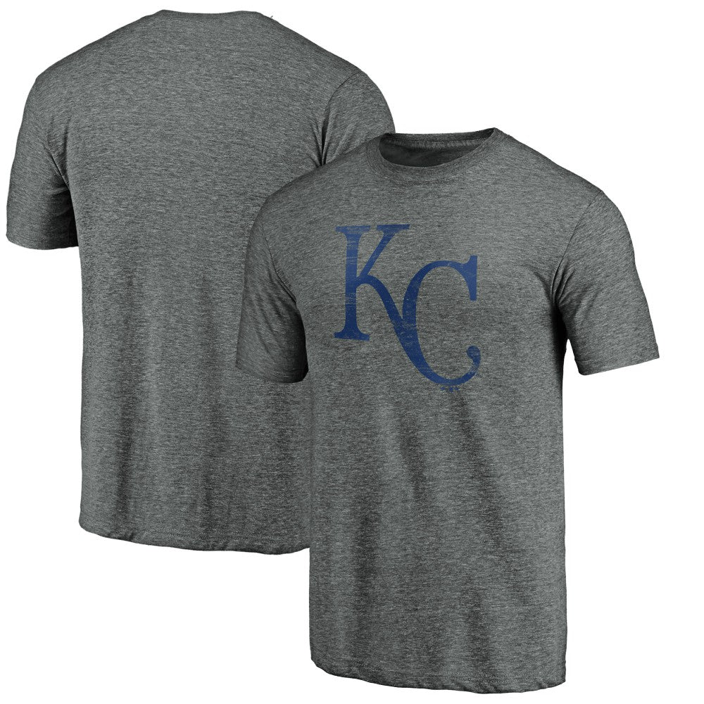 Kansas City Royals Weathered Official Logo Tri-Blend T-Shirt - Heather Gray T-shirts