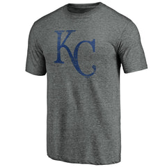 Kansas City Royals Weathered Official Logo Tri-Blend T-Shirt - Heather Gray T-shirts