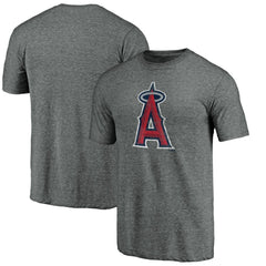 Los Angeles Angels Weathered Official Logo Tri-Blend T-Shirt - Heather Gray T-shirts