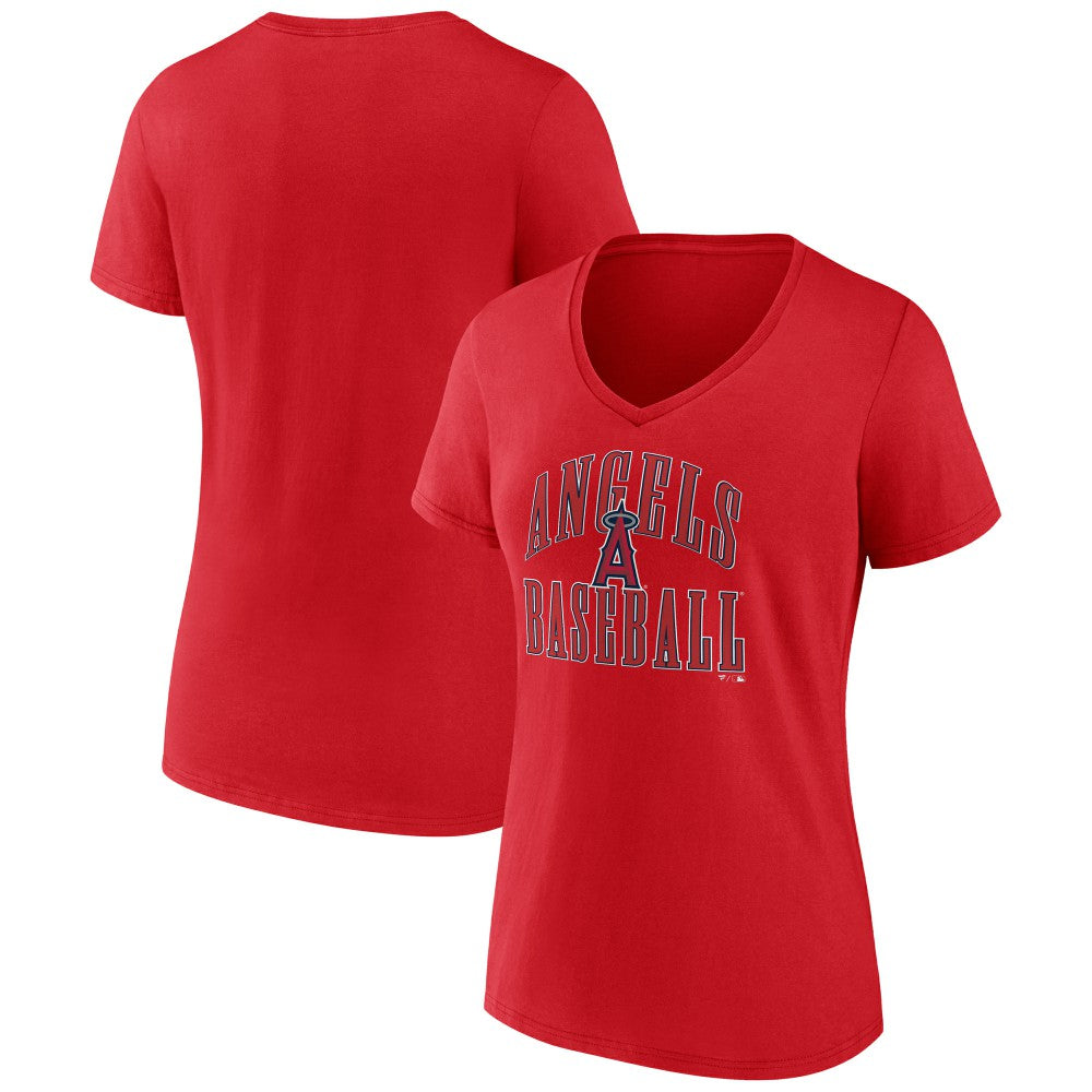 Los Angeles Angels Women's Victory Script V-Neck T-Shirt - Red T-shirts