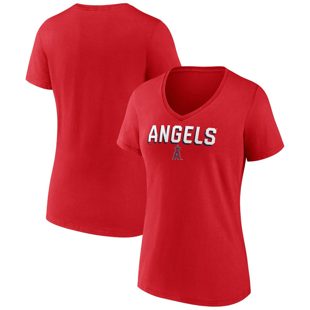 Los Angeles Angels Women's Primary Play V-Neck T-Shirt - Red T-shirts