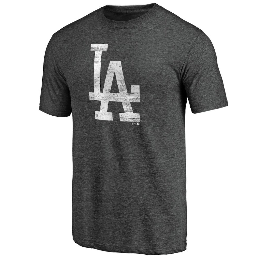 Los Angeles Dodgers Weathered Official Logo Tri-Blend T-Shirt - Charcoal T-shirts