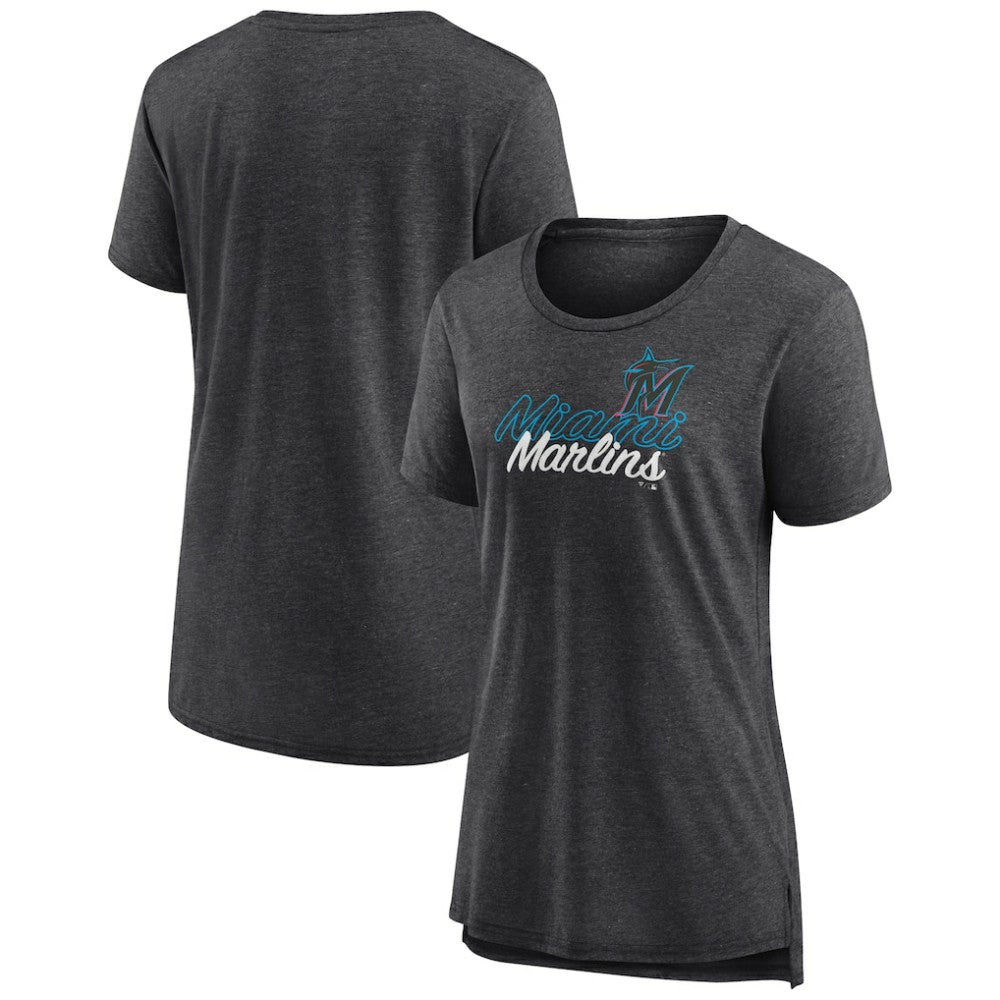 Miami Marlins Women's Practice Time Tri-Blend T-Shirt - Gray T-shirts